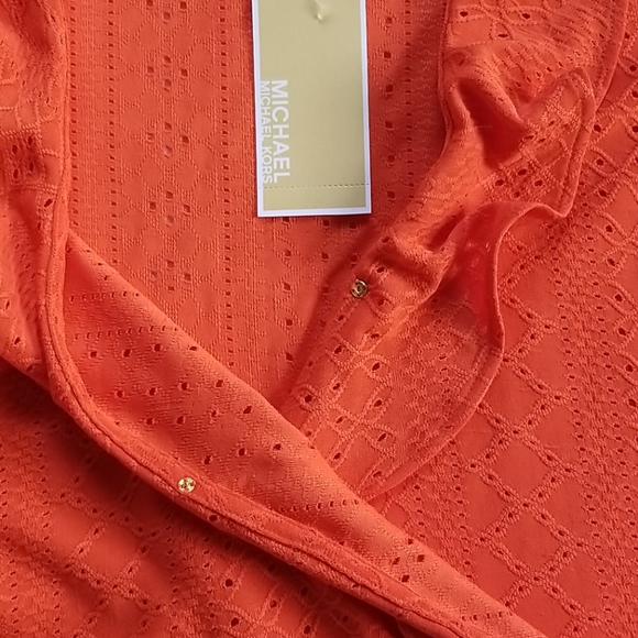 Michael Kors Burnt Orange Flowy Blouse - Picture 3 of 7